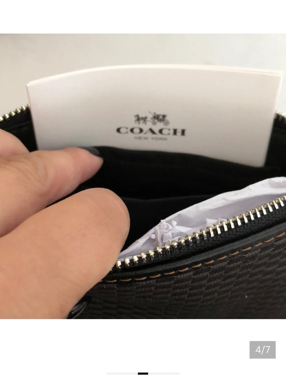 NWT Authentic Coach Black Woven Zip Wristlet with Strap